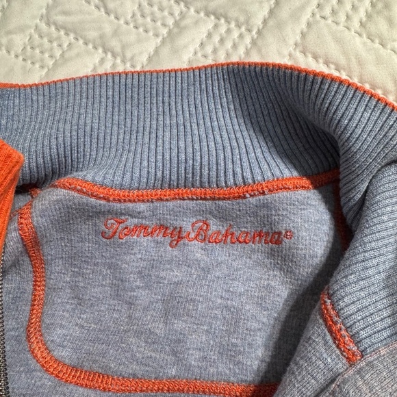 Tommy Bahama 1/4 Quarter Zip Long Sleeve Pullover Reversible Orange Sweater XL - Picture 11 of 11